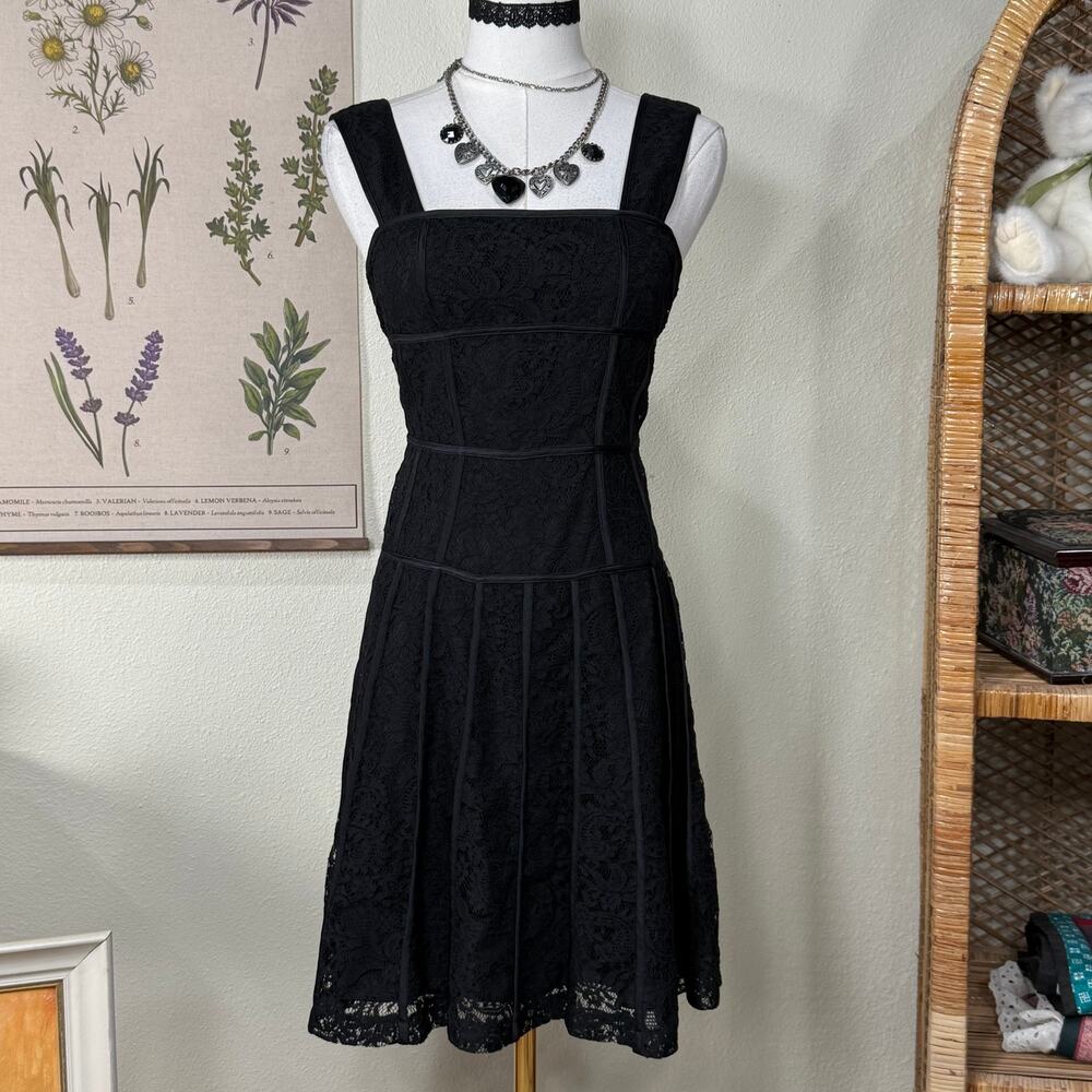 Y2k Lace Faux Boning Detail Babydoll Dress Dark Coquette Lolita Romantic Goth 0